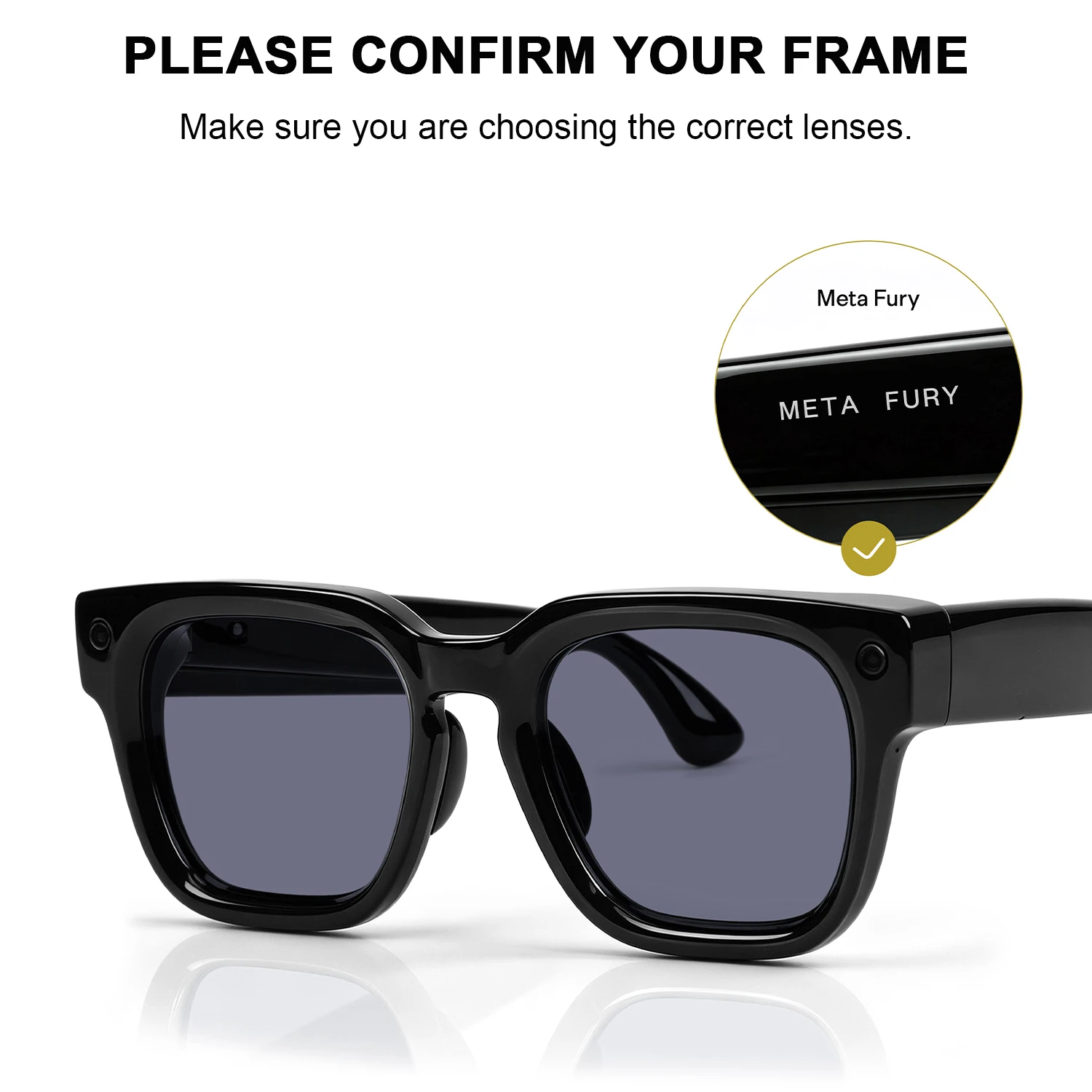 Replacement Lenses For Meta Fury 51mm AI Smart Glasses  Customized Myopia/Hyperopia/Astigmatism Photochromic Prescription Lens
