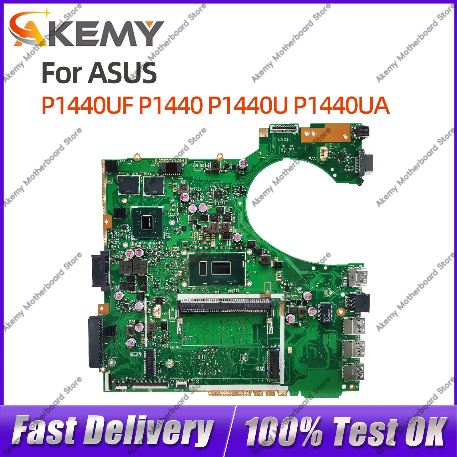 

For ASUS P1440UF P1440 P1440U P1440UA P2440UF Notebook Motherboard i5 i7 8th Gen CPU 4G RAM Tested OK