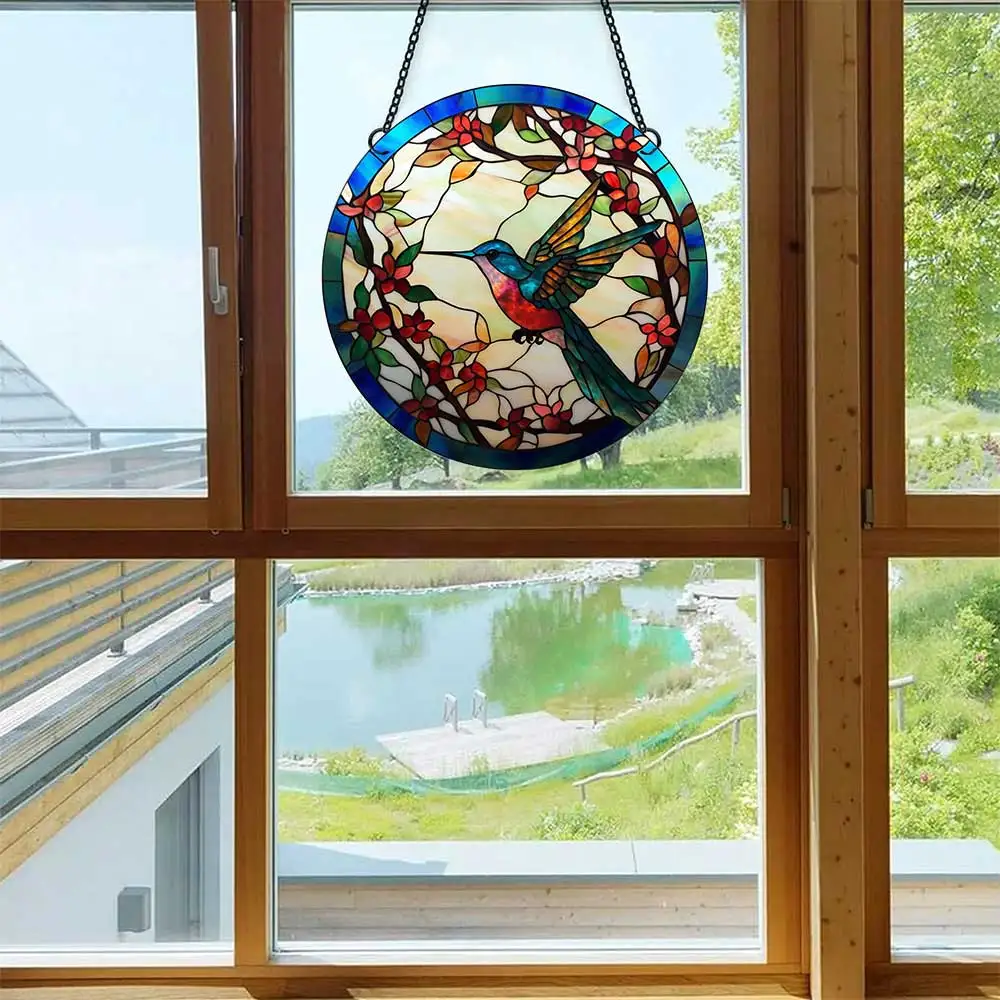 15cm/20cm/30cm Elster moderne Fenster behänge mit ketten gebeizter Acryl platte Glasmalerei Wohnzimmer Dekor