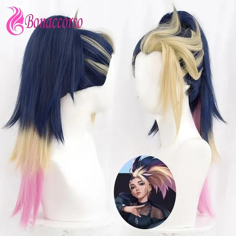 KDA Akali Evelynn Cosplay Synthetic Ponytail Long Straight Anime Coser Cute Girl High Quality Wig Hals;3'c,5.y;8'v, view 2