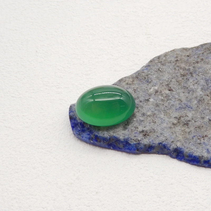 Natural Stone Oval Cabochon,Green Agate Cabochon For Pendant Ring DIY Making Jewelry Finding Free Drilling 20x15x9mm 4g