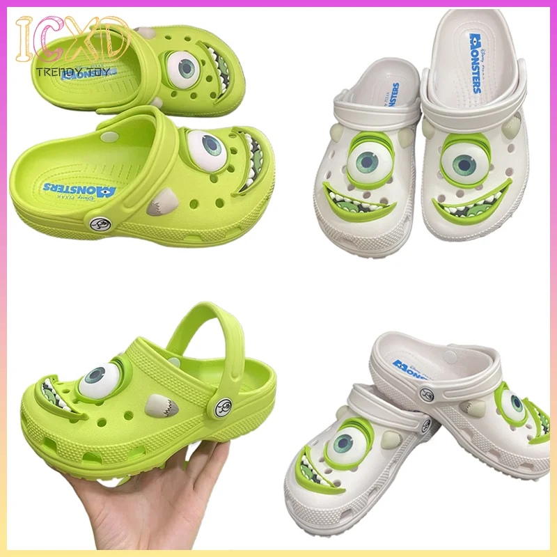 

Новая летняя противоскользящая уличная повседневная пляжная обувь с рисунком Майка, тапочки с отверстиями и большими глазами, удобные дышащие сандалии, подарки