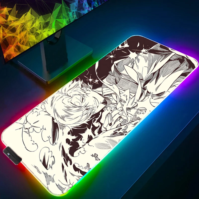 ONE PIECE Sanji LED-Mauspad, Computer, Laptop, Anime-Tastatur, RGB-Mauspad, Mauspad, Tastaturen, Gamer, rutschfeste Schreibtischunterlage mit Hintergrundbeleuchtung