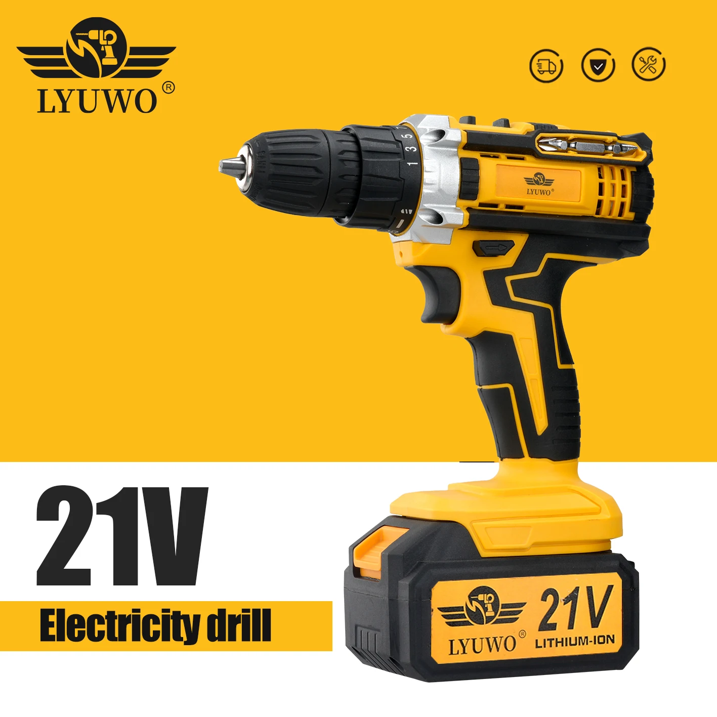 

LYUWO Rechargeable Electric Hand Drill, Pistol Drill, Electric Screwdriver, Household Impact Hand Drill Tool,Use Makita Battery