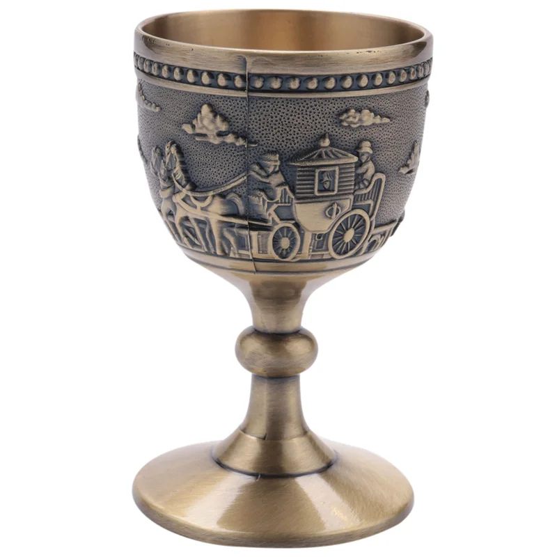 

ABUP-5X Classical Metal Wine Cup Handmade Small Goblet Household Copper Wine Glass Carving Pattern