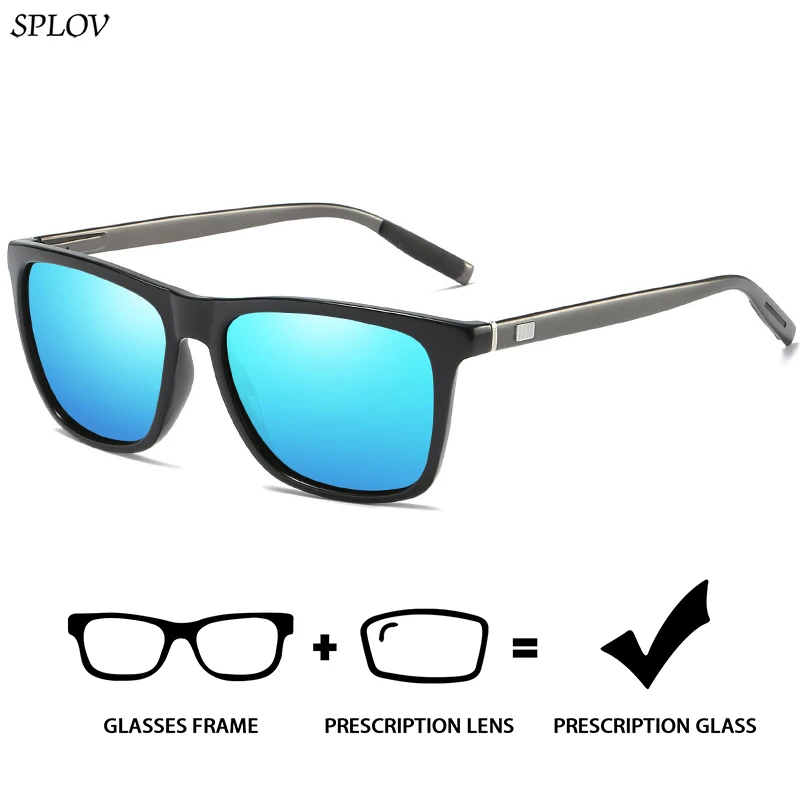 SPLOV Rectangular Frame Prescription Sunglasses Professional Progressive Multifocal Myopia Glasses for Men and Women