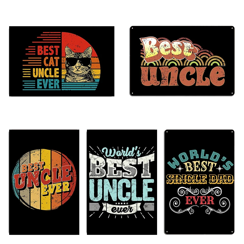 Vintage retrò miglior zio gatto di sempre divertente amante dei gatti regalo per la festa del papà stampa in metallo design murale arrugginito classico targa in metallo poster