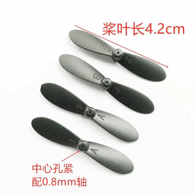 2Pairs 42mm Two-blade Propeller Black AB Positive Negative Props Wing Blade Compatible with 0.8mm/0.1mm Shaft for Quadcopter