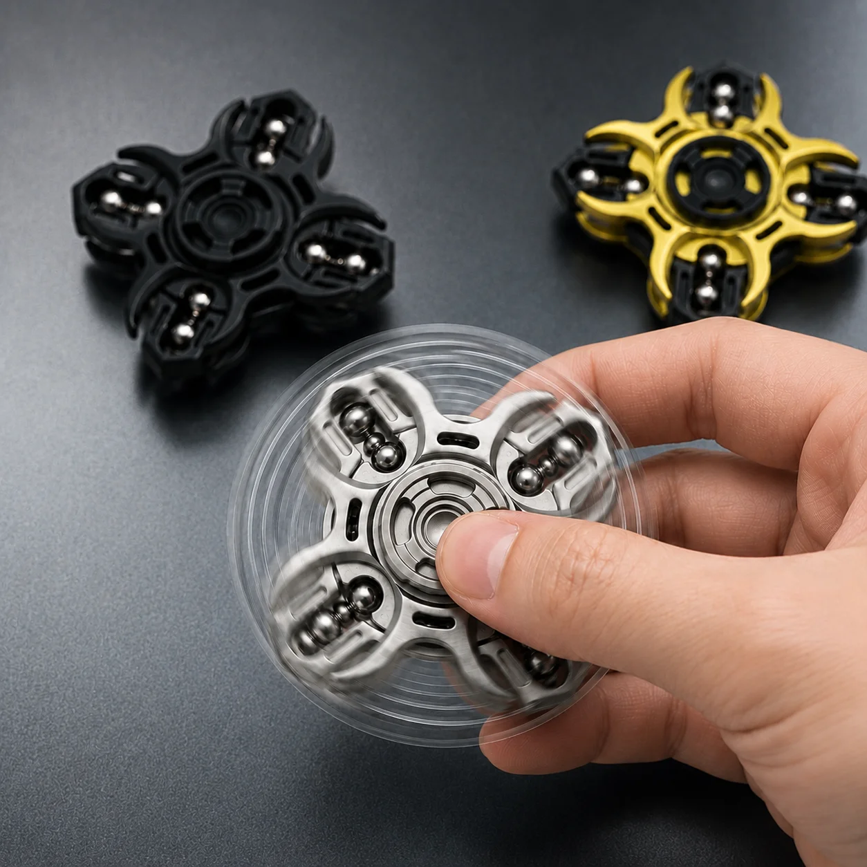 Metal Finger Spinner Precision Machined EDC Rotating Desk Gadget Portable Handheld Spinner for Office Daily Carry