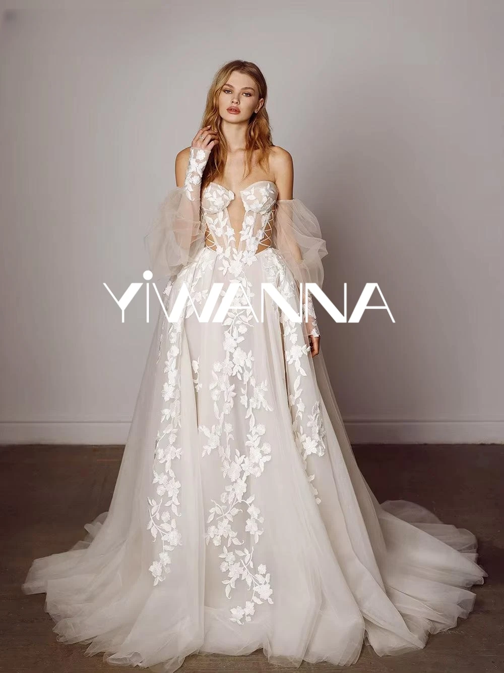 

Dreamy Lace Appliques Off Shoulder Wedding Dress Romantic Sweetheart Neck Bridal Gown Customized Elegant Dresses For Bride