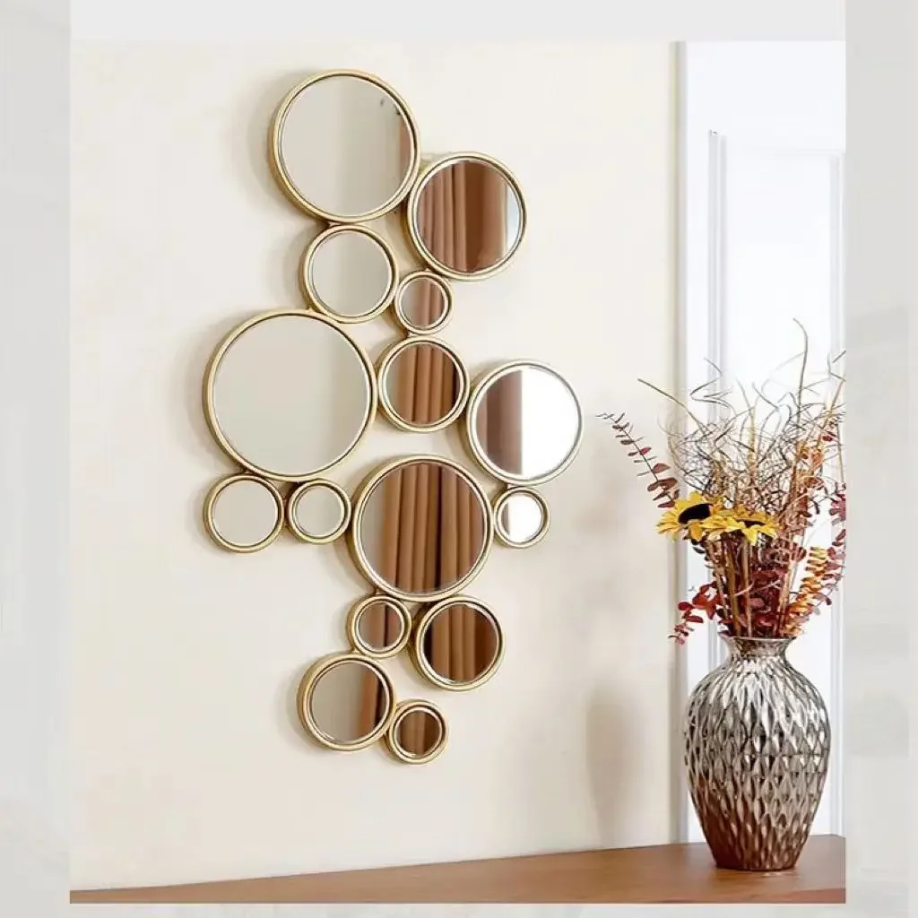 

107X59cm Modern Nordic Style Iron Wall Mirror for Home Network Red Clothing Store Porch Decoration Art Combination Wall Mirror