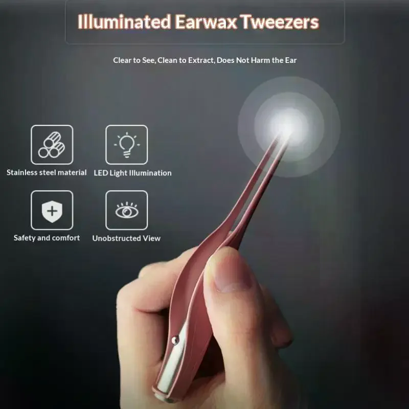 Children's Luminous Ear Scoop Visual Earpick Ear Scoop Luminous Tweezers Booger Clip Ear Pick Set