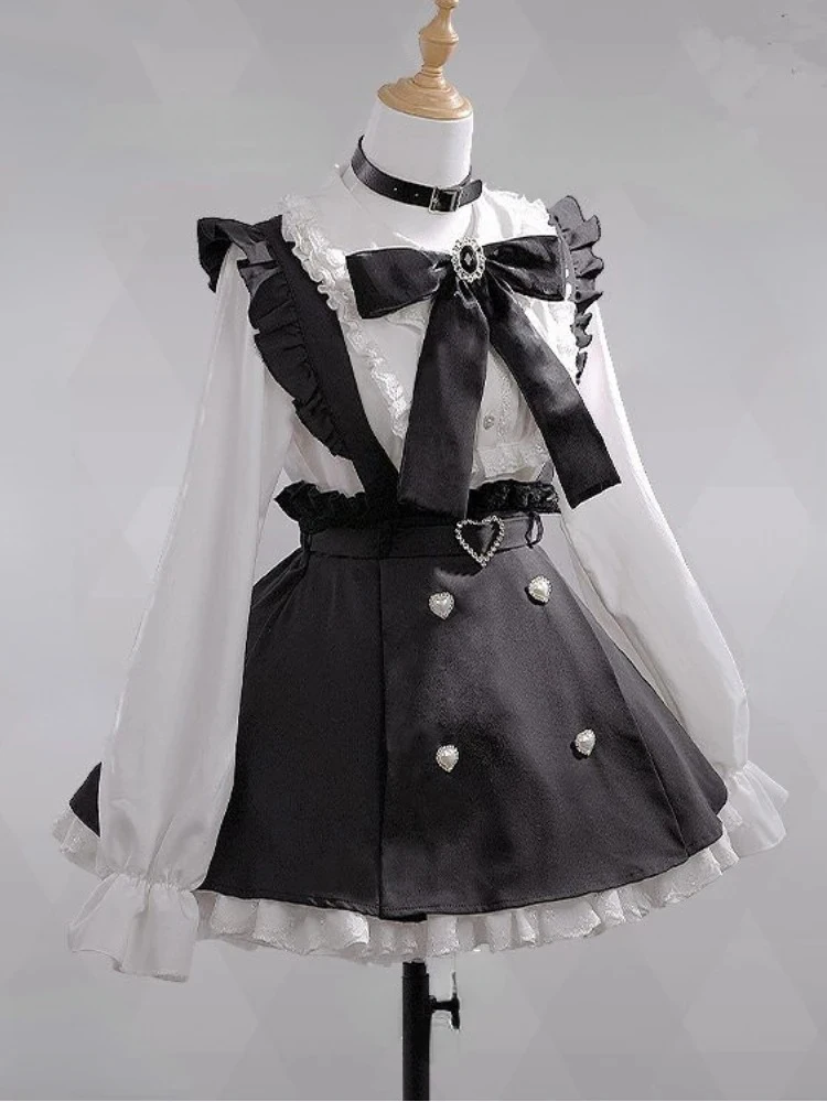 

2025 Sweet Lolita Y2k Aesthetic Blouses Women Spring Lace Patchwork Harajuku Shirts Girly Kawaii Collar Tops Blusas Camisas