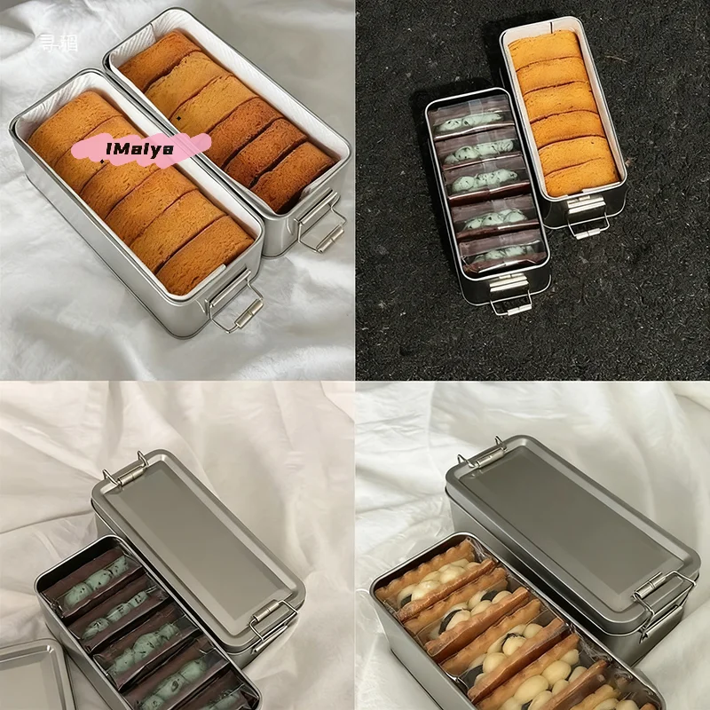 علب كوكي مستطيلة الشكل مع غطاء مقاوم للغبار لتخزين سطح المكتب للمطبخ المنزلي والحلوى والقهوة والشاي والشوكولاتة #1