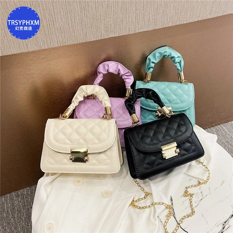 TRSYPHXM 2024 Autumn New Fashion Chain Bag Women's Crossbody Bag Small Square Bag Simple Underarm Bag Shoulder Bag