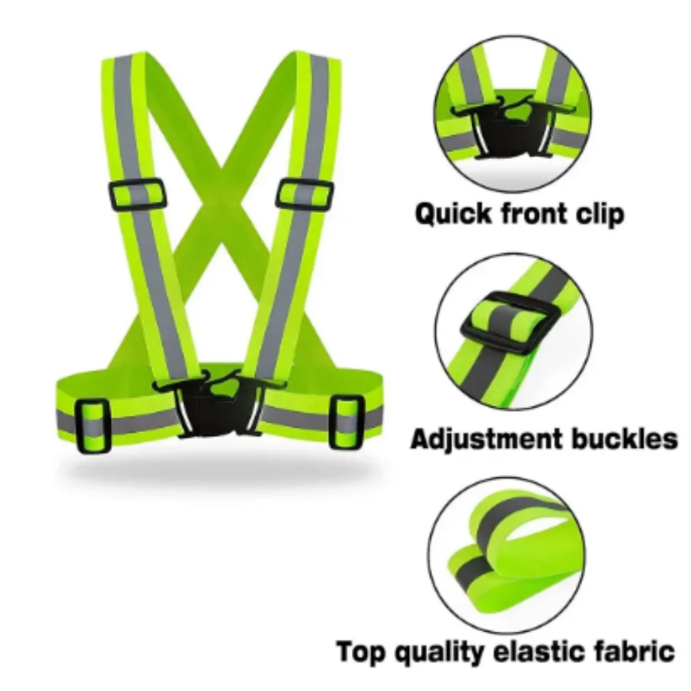 Reflective Safety Vests Lightweight Adjustable Elastic Vest Jacket Hi Vis Reflective Strips for Traffic Control Running Cycling