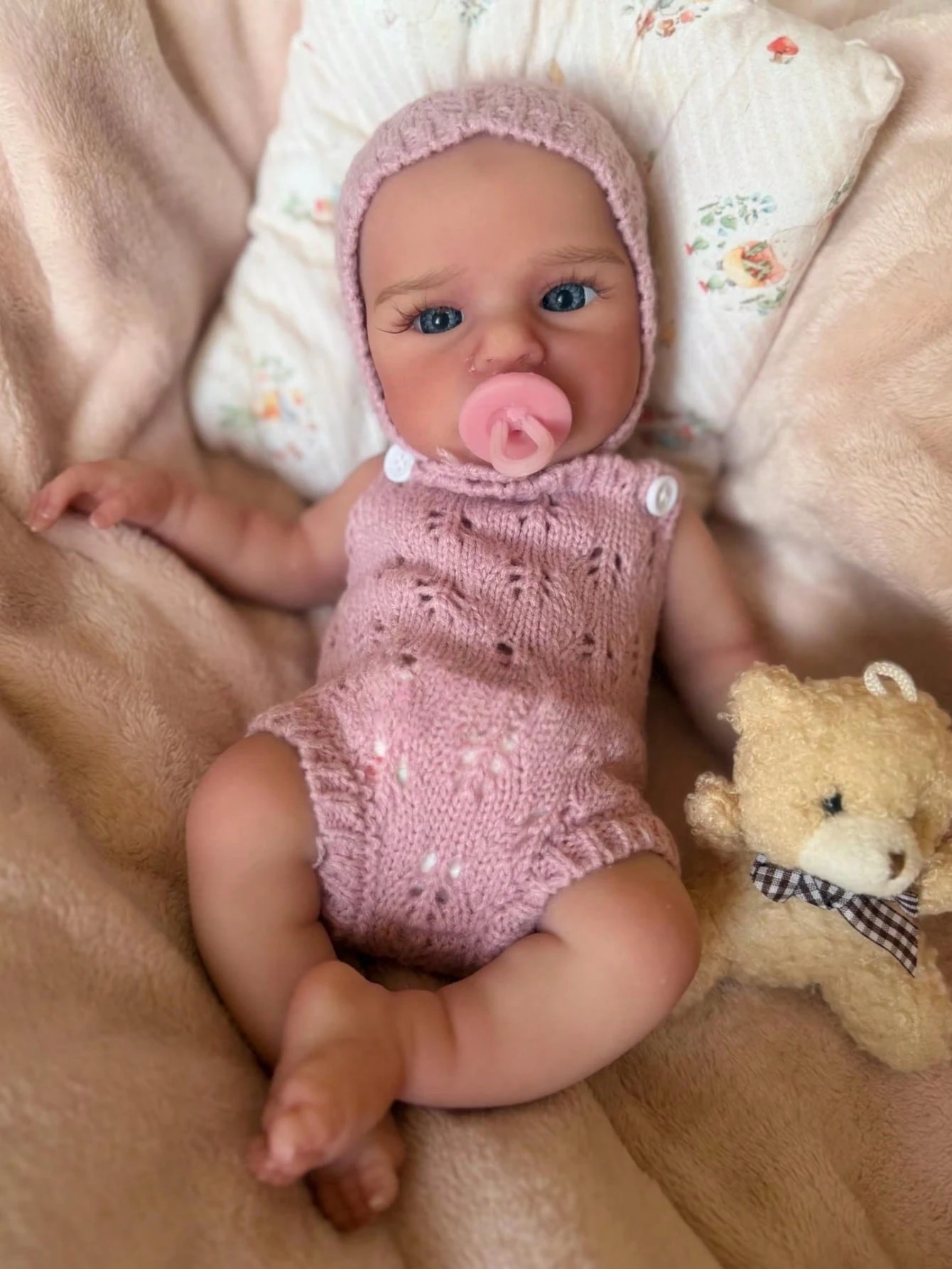 Aizwa1 13 Inch Loulou Bebe Reborn De Silicon Girl Doll Open Eyes Bald, Choose Pink or White Dress Toy view 4