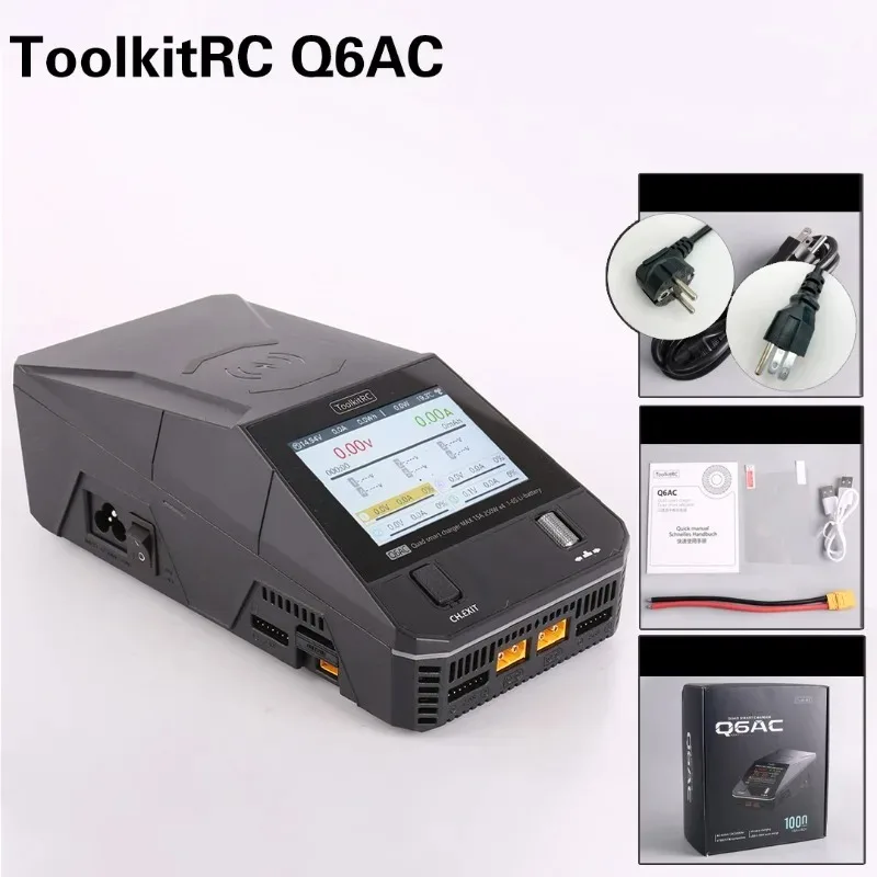 ToolkitRC – chargeur Q6AC AC 400W/DC 1000W, sortie 4CH intégrée, sortie USB A/TYPEC 65W, LiPo, 1-6S,NiMH 1-16S,PB 1-10S