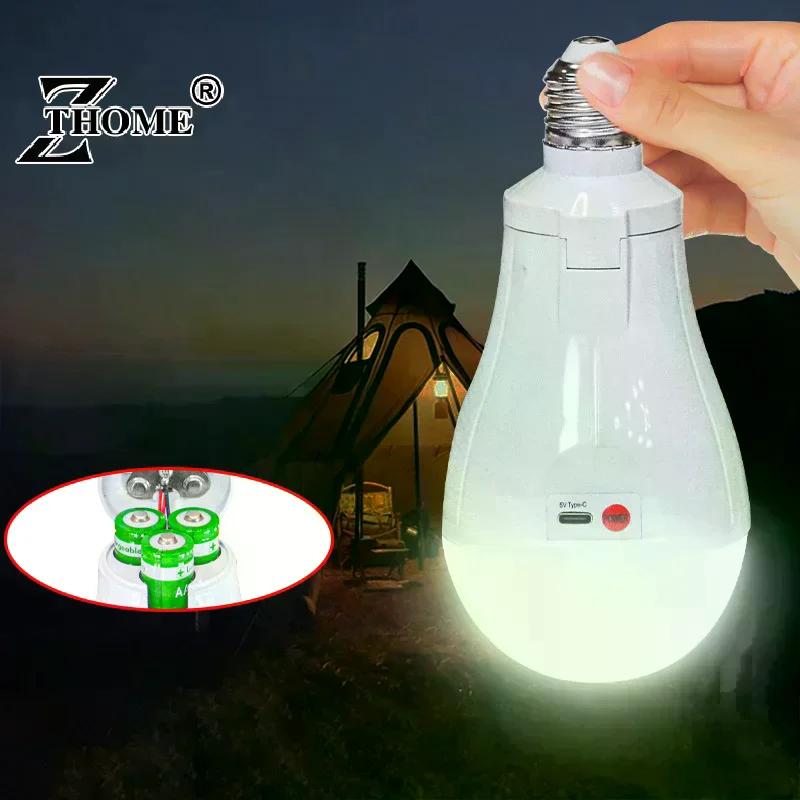 Flicker-Free LED Bulb Light Portable 20W 30W Emergency Bulb Courtyard Outdoor Bulb Power Failure Emergency
