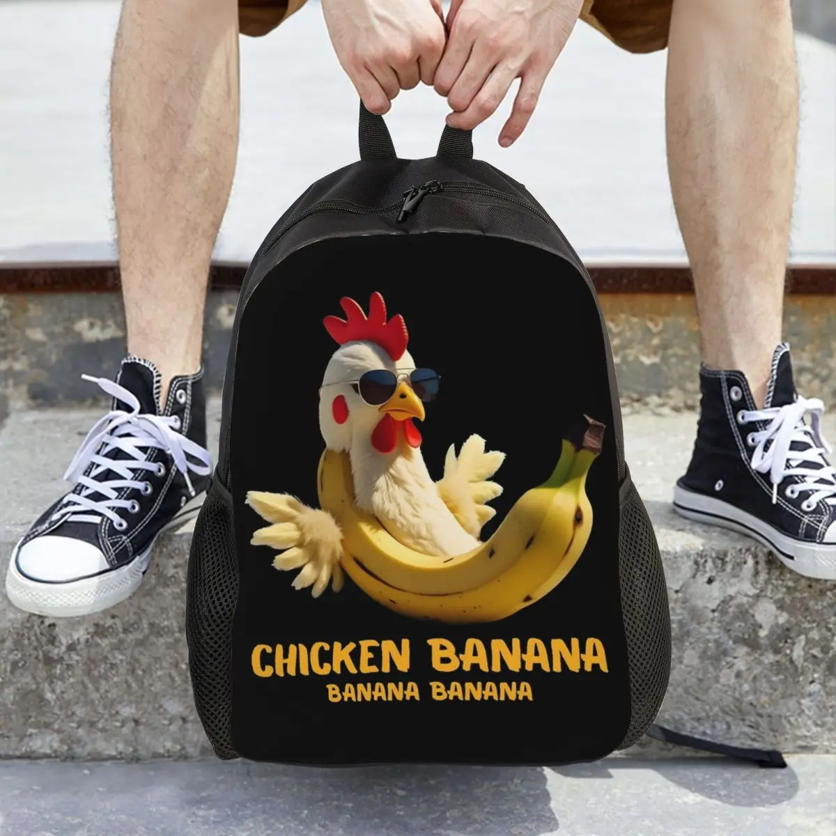 Divertido pollo plátano italiano Brainrot mochila para adolescentes deportes estudiante mochila de negocios hombres mujeres ordenador portátil bolso de hombro