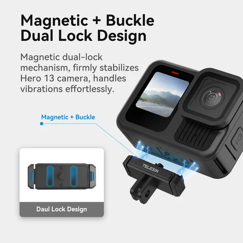 Imagen 2 del producto TELESIN-Adaptador magnético de dos garras de aleación de aluminio, liberación rápida, accesorios de Cámara de Acción para Gopro Hero 13, adaptador de doble bloqueo