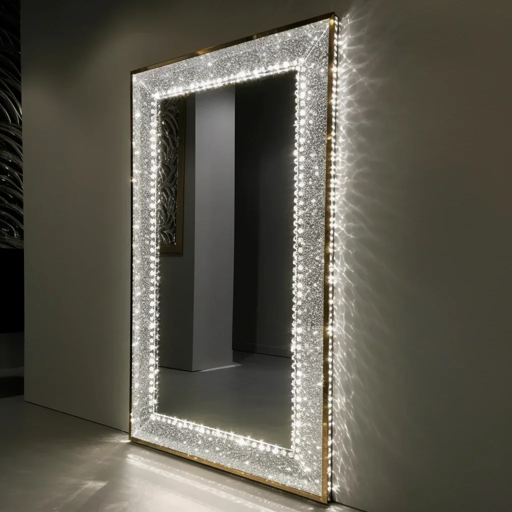 Led Large Wall Mirrors Wholesale Barbershop Floor Mirror Diamond Full Length Mirror With Light