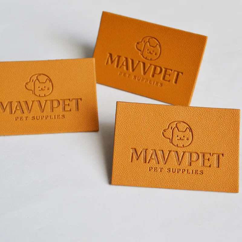 custom logo name own embossed printed Jeans main leather labels, garment accessories PU leather label for trousers bags