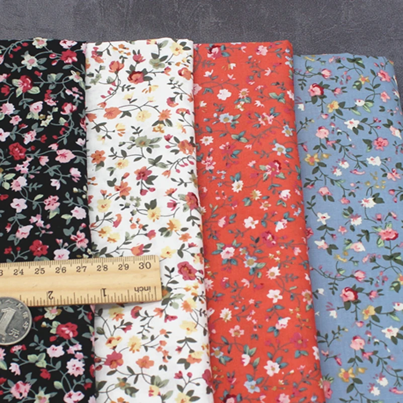 Cotton Poplin Fabric Floral Pattern Breathable Soft for Sewing Clothes Dresses by Half Meter