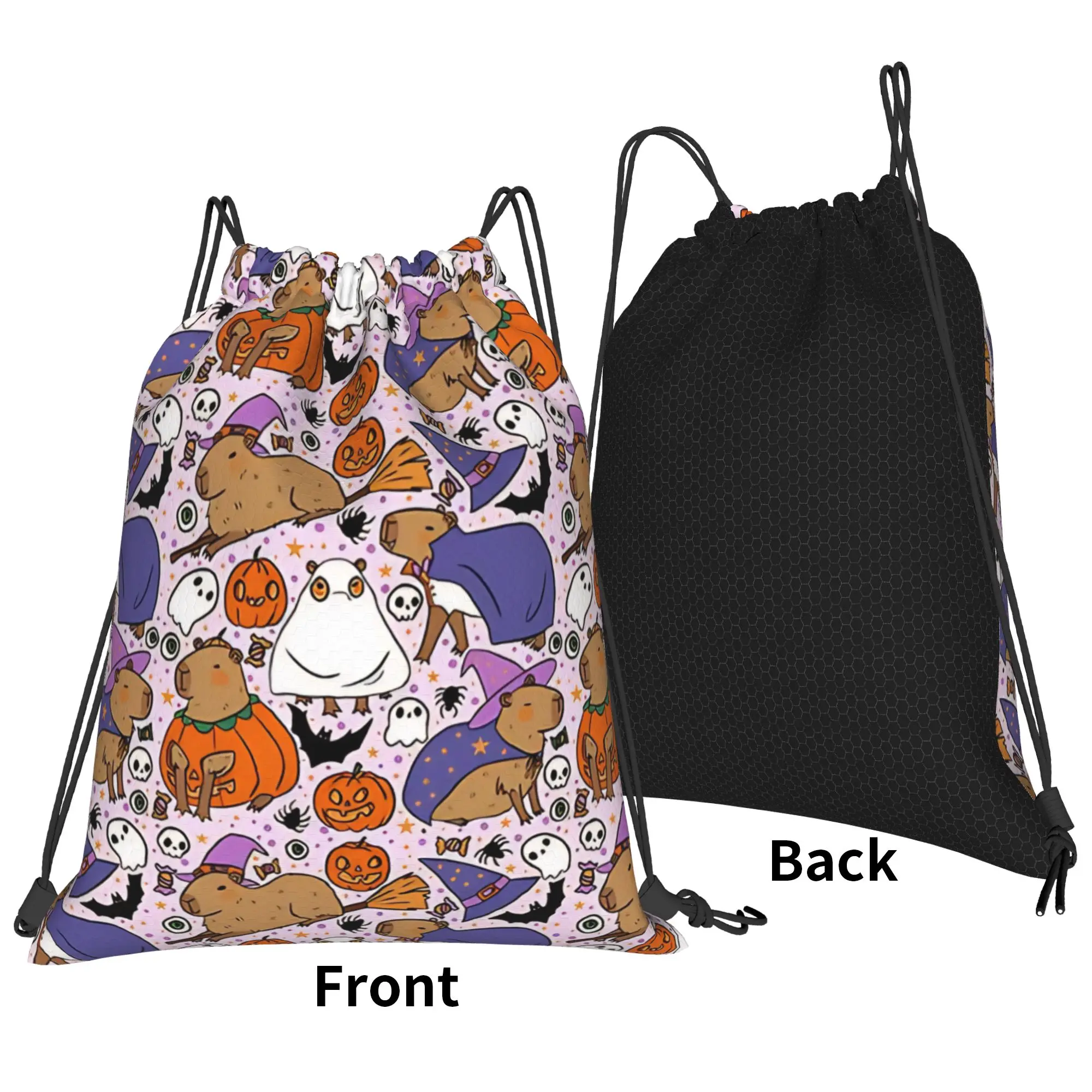 Capybara Cute halloween Portable Sports Riding Gym Drawstring Storage Sporty Backpacks