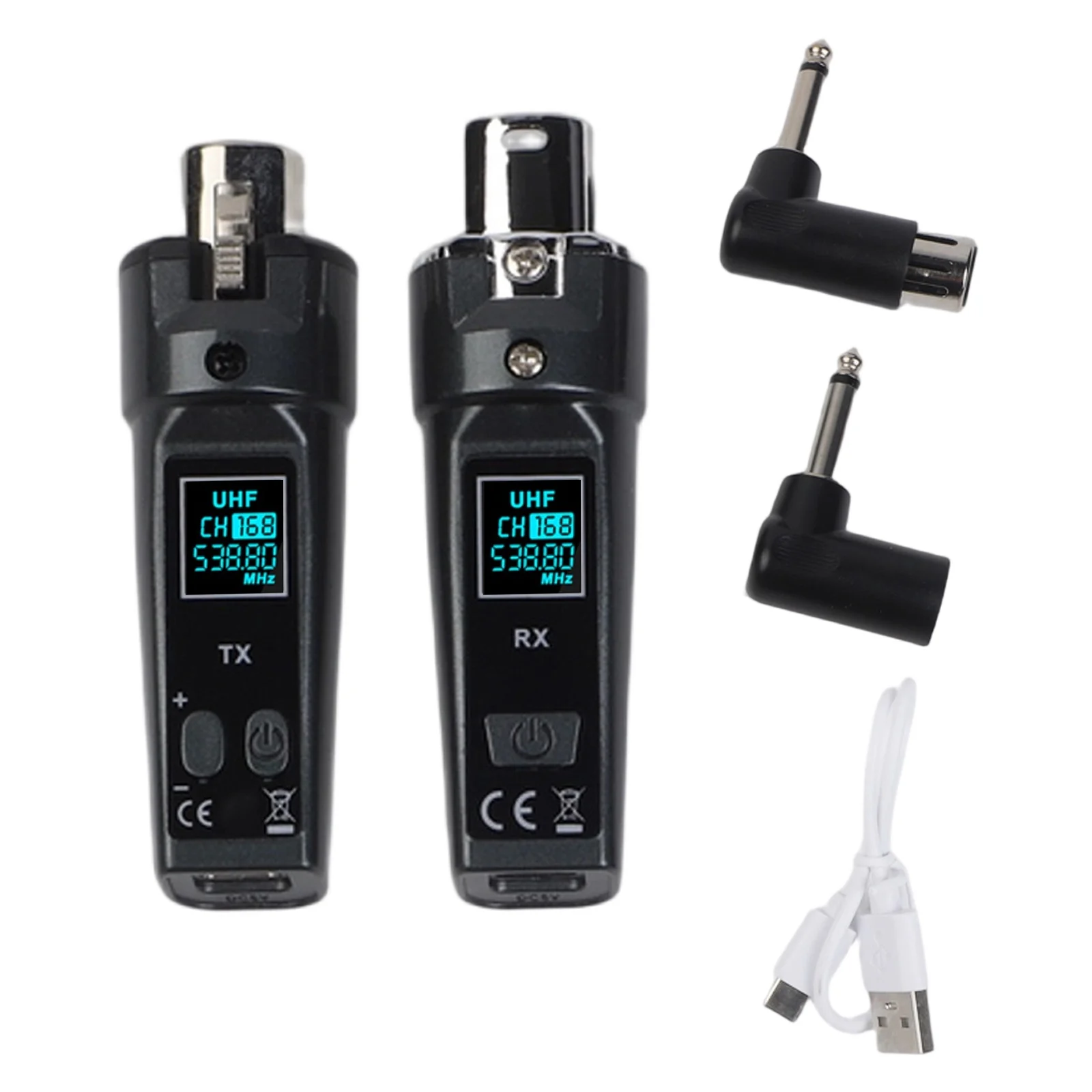 UHF Wireless Audio Microphone System with XLR Transmitter Receiver for Musicians Mixers 510 to 590 MHz Frequency Range