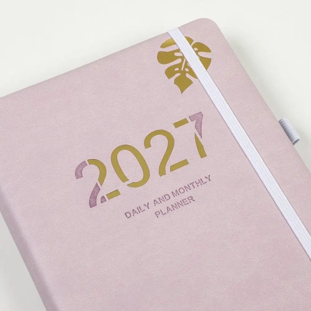 Portable A5 2027 Agenda Book Planner Reminder To Do List Schedule Book Textured PU Planner Notebook Office Supplies