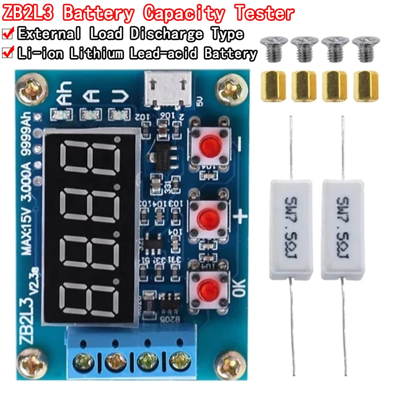 1~4PCS ZB2L3 Battery Capacity Tester External Load Discharge Type 1.2-12V Battery 18650 Equal Capacity Test High Quality
