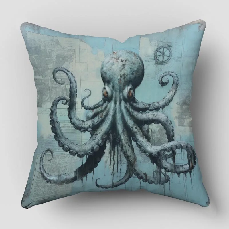 Musife Seahorse Octopus Pillowcase Art Square Zippered Pillow Cover 35*35,40*40,45*45cm wholesale