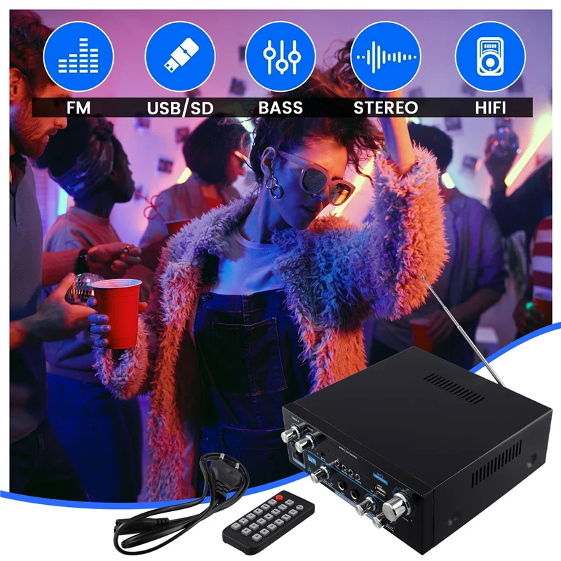 Y43A-AK55 Amplifier Audio 2.0 Saluran HIFI Digital Bluetooth Amplifier USB Digital Amplifier EU PLUG