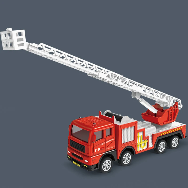 Diecast Feuerwehrauto Modell Simulation Zurückziehen Leiter Feuer Kampf Spielzeug Rettungs Auto Trägheit Feuer Spielzeug Kinder Feuerwehrmann Lkw – Detail 2