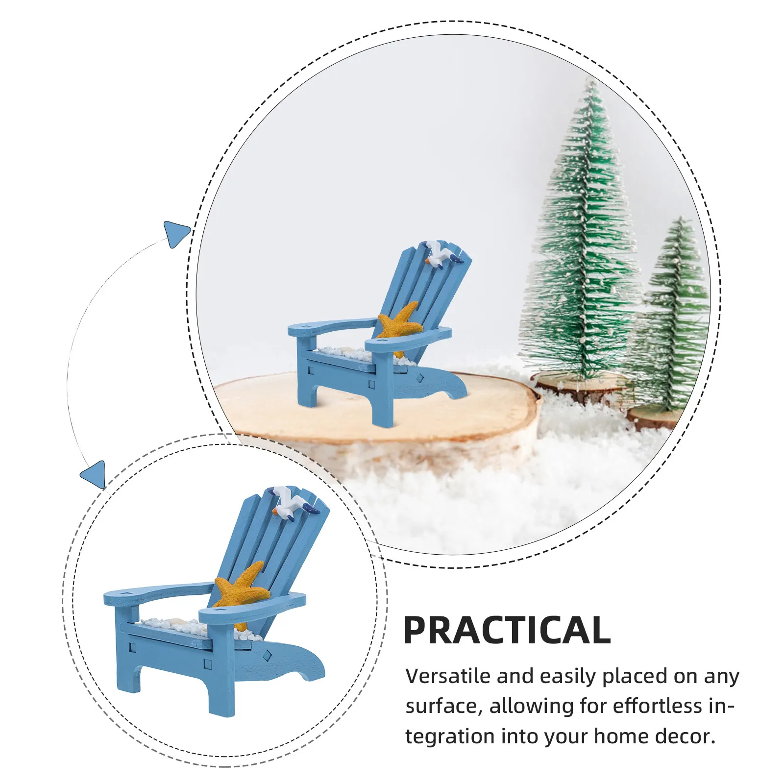 

Миниатюрное пляжное кресло для декора в морском стиле, акцентный элемент для полки, компактный и прочный дизайн, идеально подходит для книжной полки, украшения рабочего стола, легкий вес.