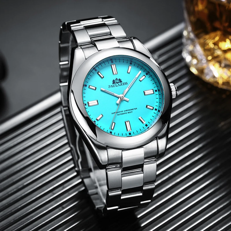 Fashion Automatic Mechanical Watch Man European American Business Leisure Wristwatch Luxury Silver Luminous Waterproof Watch
