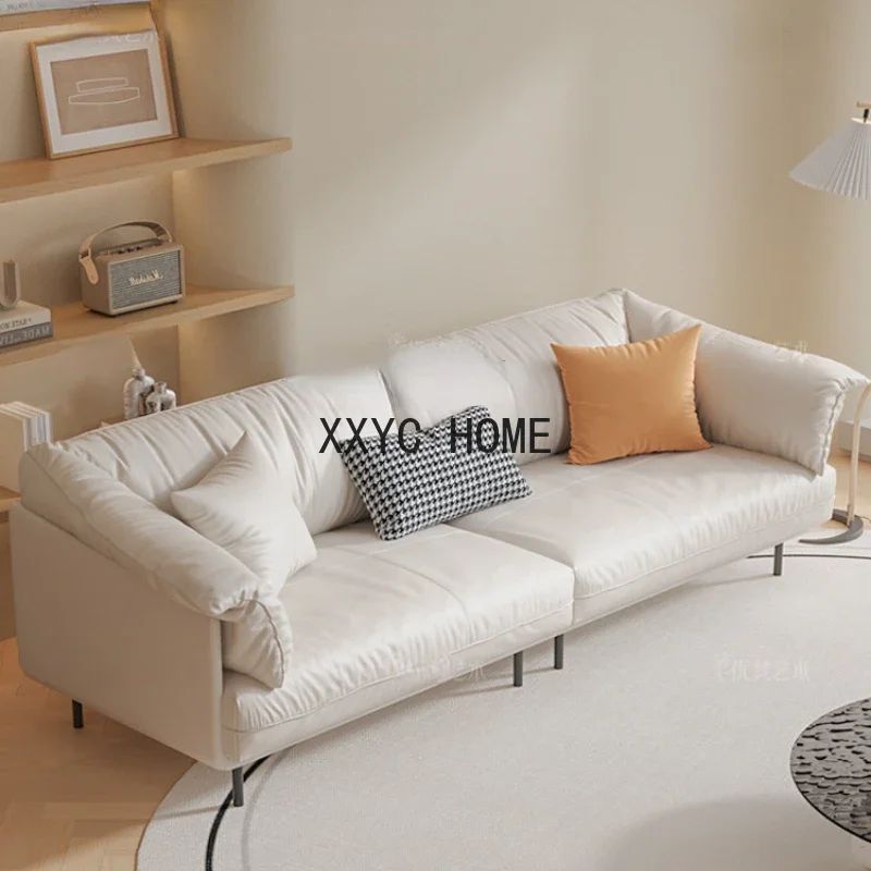 

Minimalist Light Luxury Leather Sofa Living Room First Layer Cowhide Small Apartment