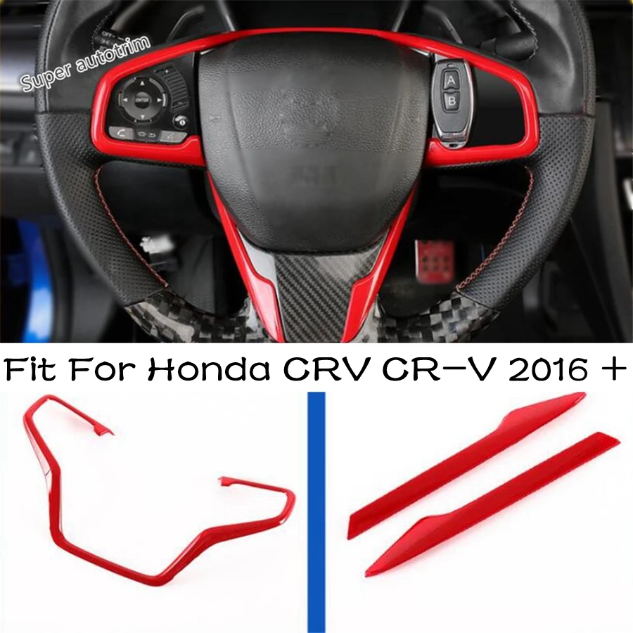 

Carbon Fiber Steering Wheel Switch Button Sticker Trim Cover ABS Fit For Honda CRV CR-V 2016 - 2020 Red Decoration Accessories