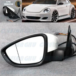 For VW Beetle 2012 2013 2014 2015 2016 2017 2018 2019 LHD Left Side 6 pins White Painted Heated Power Adjust Mirror Assembly