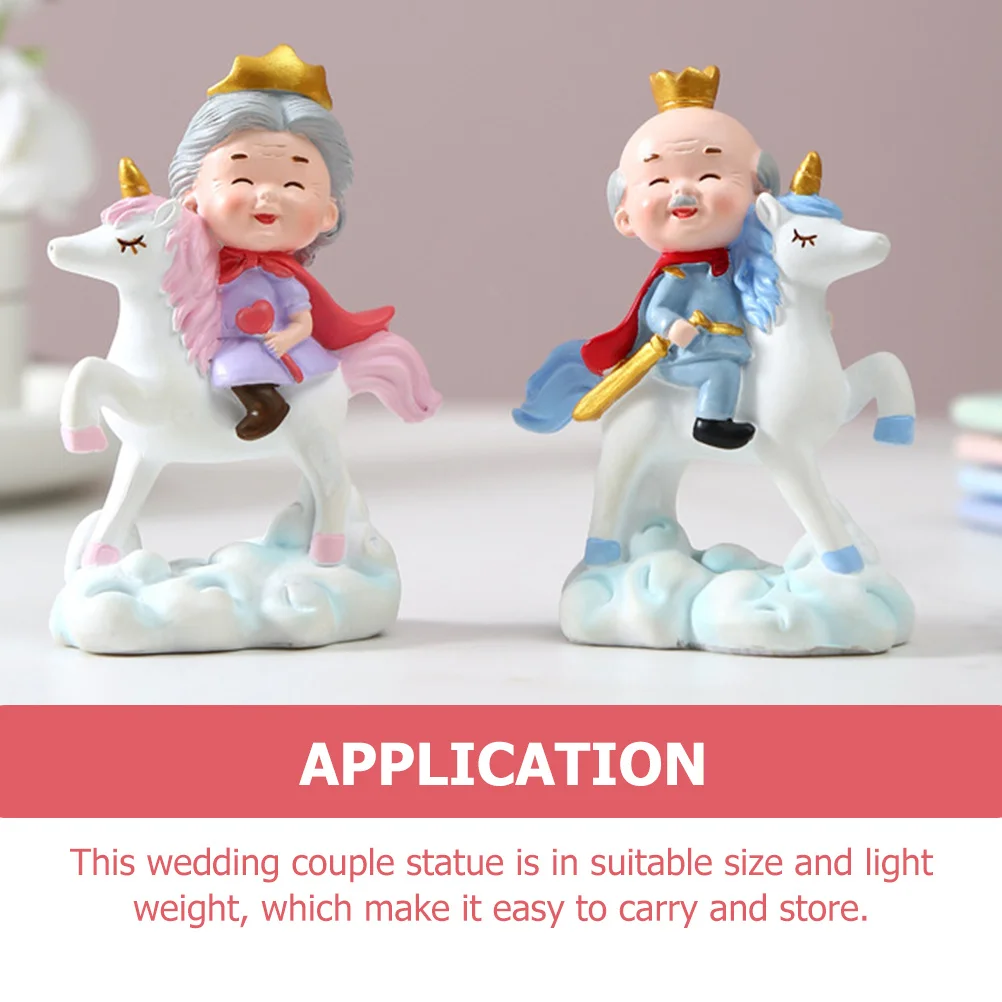 

2Pcs Elderly Couple Resin Crafts Decoration Romantic Wedding Statue Lasting Love Home Office Cake Adornments