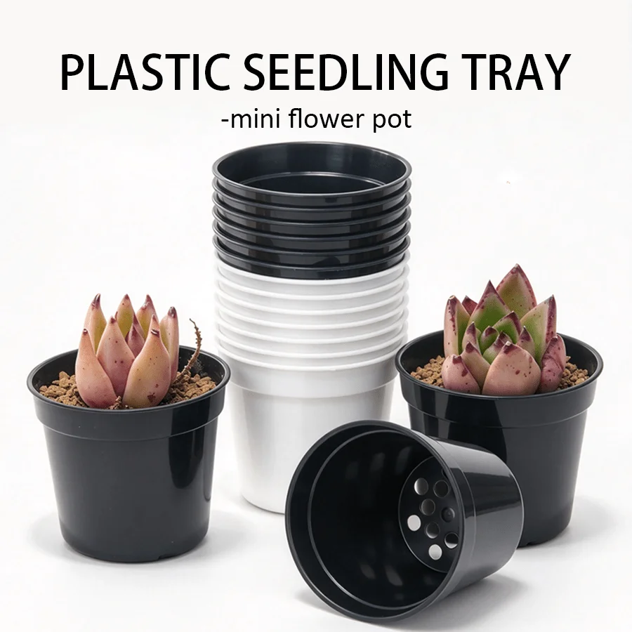 10/12pcs Plastic Plant Nursery Pots Round Small Seedling Pot Lightweight Containers for Succulents Cactus Seed Germination XJM