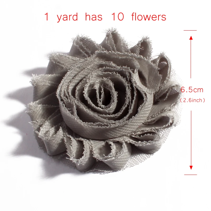 1Yard 2.6" 15 colors Fashion Chic Shabby Chiffon Flowers For Children Hair Accessories 3D Fabric Flowers for diy Ornaments image 5