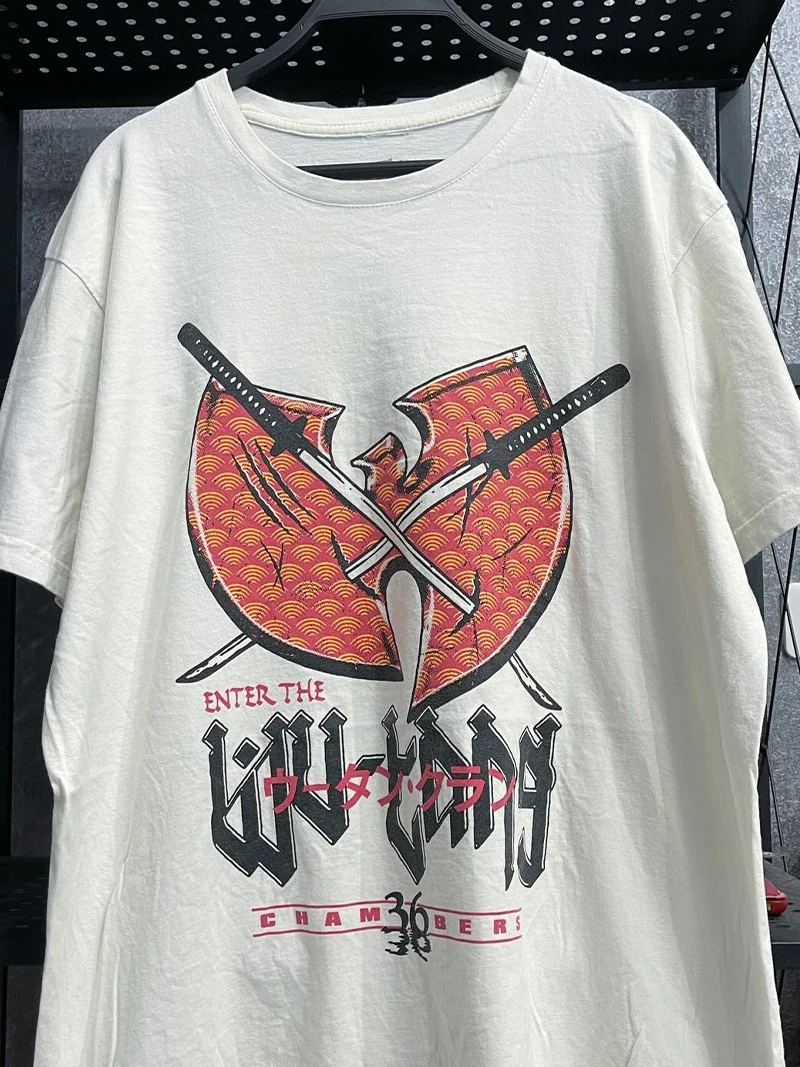 وو تانغ عشيرة الفرقة شارع العليا روك الساحل الغربي نمط تي شيرت الهيب هوب الرجال النساء القطن تي شيرت للجنسين الملابس Y2k الملابس القمم #2