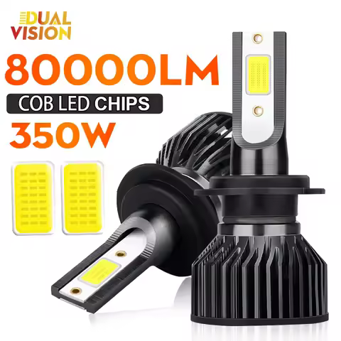 2PCS H7 H4 H1 Led Headlights 9006 H11 H8 H9 9005 9012 Super Bright COB LED Chips High Power 350W Auto Lamp White 6000K 12V