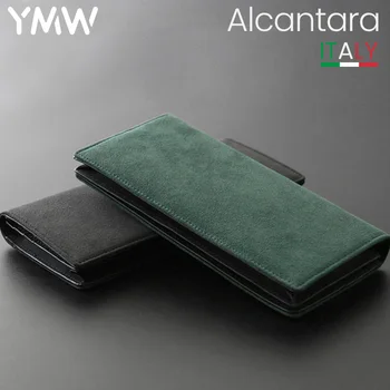 YMW ALCANTARA Brieftasche Frauen & Mann Lange Falten Telefon Karte Halter Tasche Luxus Künstliche Leder Echtes Leder Karten Paket