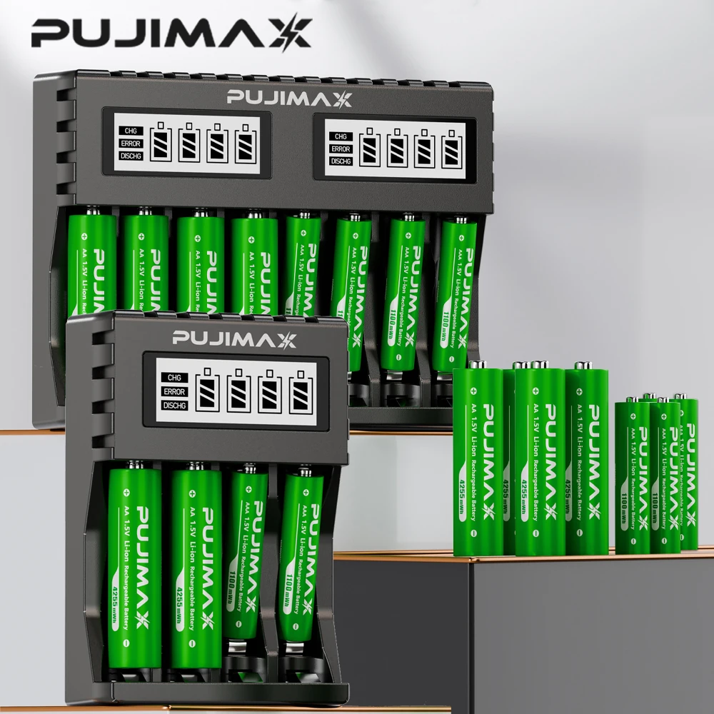 Ładowarka do baterii PUJIMAX AA/AAA 4255mWh/1100mWh 1.5V, akumulator litowo-jonowy do pilota, myszy, wentylatora, zabawki elektrycznej — zdjęcie produktu 2