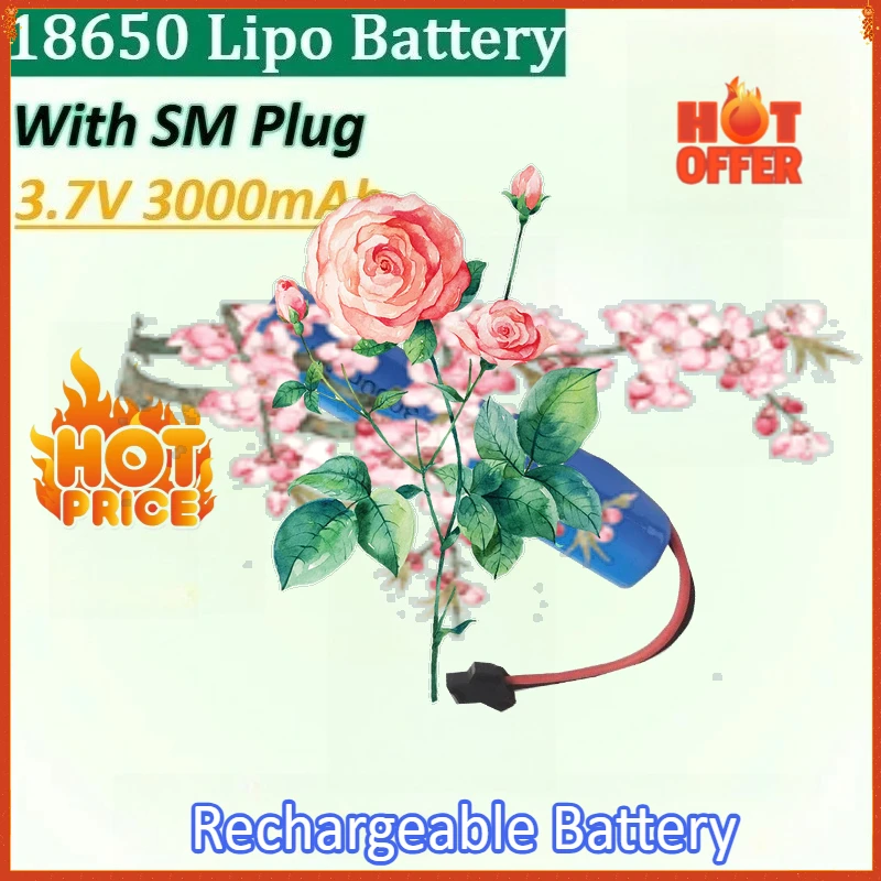 

New 3.7V 3000mAh 18650 Lipo Rechargeable Battery with SM Plug for RC Stunt Dump Car Battery Toys for JJRC C2 D828 RC Car Parts