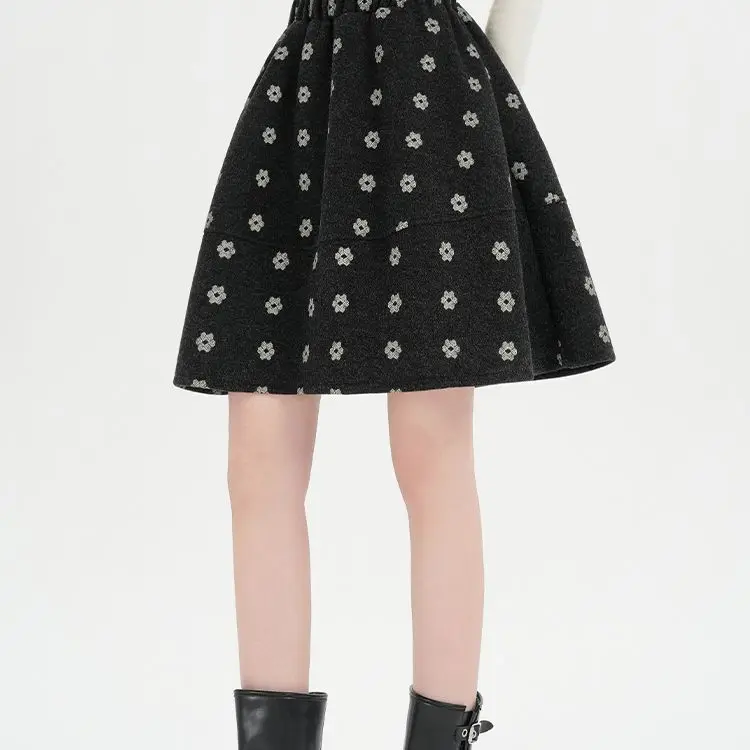 Retro flower fashion age-reducing skirt high waist and thin versatile  evening dresses korean fashion clothing