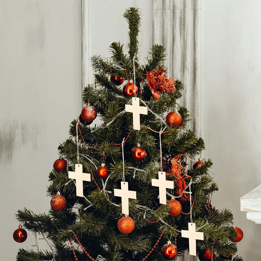 

20Pcs Wooden Cross Hanging Ornaments Blank Rustic DIY Arts Unfinished Wood Cutouts Wedding Birthday Decoration Craft Tags